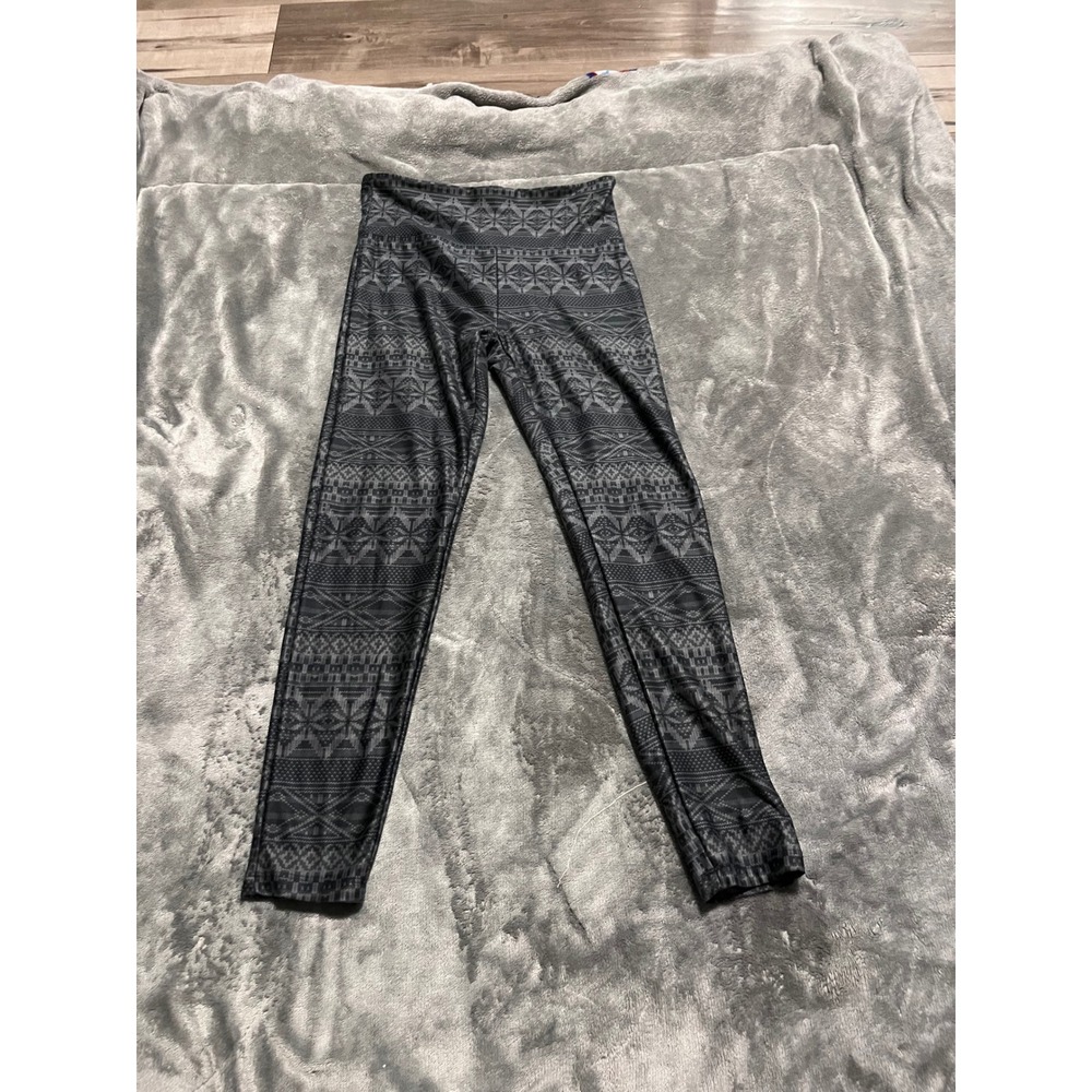 Balance Collection Womens Fair Isle Geometric Print Activewear Leggings Gray M